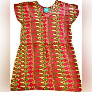 ESCAPADA LIVING Dress Resortwear Vibrant Tropical  Drawstring Waist Size Small